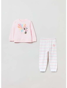 Pižama za dojenčka OVS roza barva