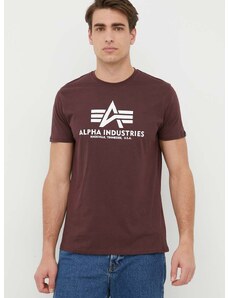 Bombažna kratka majica Alpha Industries Basic T-Shirt bordo barva, 100501.21