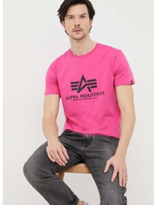 Bombažna kratka majica Alpha Industries roza barva