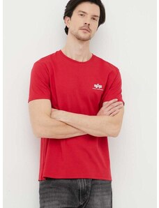 Bombažna kratka majica Alpha Industries rdeča barva