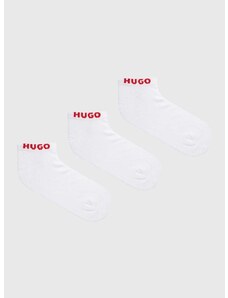 Nogavice HUGO 3-pack moški, bela barva