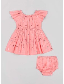 Otroška bombažna obleka zippy roza barva
