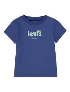 Otroška bombažna kratka majica Levi's mornarsko modra barva