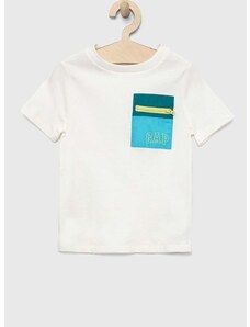 Otroška bombažna kratka majica GAP bela barva