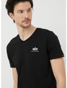 Bombažna kratka majica Alpha Industries črna barva