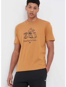 Bombažna kratka majica New Balance rjava barva