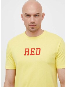 Bombažna kratka majica United Colors of Benetton rumena barva