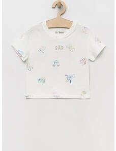 Otroška bombažna kratka majica GAP x Disney bela barva