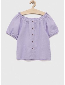 Otroška bluza iz platna United Colors of Benetton vijolična barva