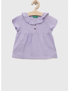 Otroška bluza iz platna United Colors of Benetton vijolična barva