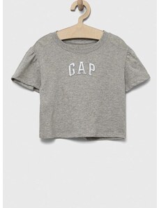 Otroška bombažna kratka majica GAP siva barva