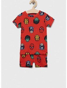 Otroška bombažna pižama GAP x Marvel rdeča barva