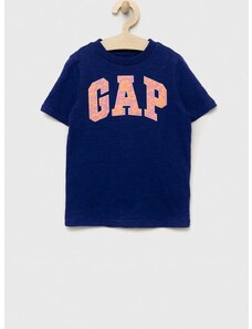 Otroška bombažna kratka majica GAP mornarsko modra barva