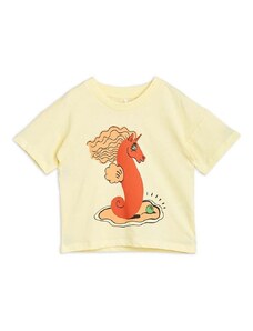 Otroška bombažna kratka majica Mini Rodini rumena barva