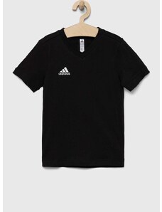 Otroška bombažna kratka majica adidas Performance ENT22 TEE Y črna barva