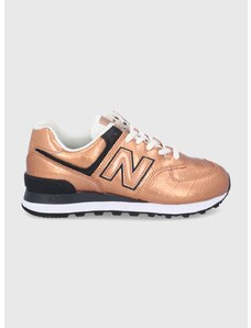 Usnjeni čevlji New Balance Wl574px2 zlata barva