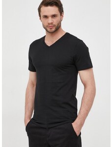 Bombažen t-shirt Lacoste črna barva