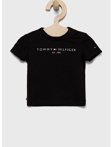 Otroška kratka majica Tommy Hilfiger črna barva