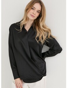 Svilena bluza Victoria Beckham ženska, črna barva