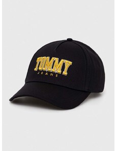 Bombažna bejzbolska kapa Tommy Jeans črna barva