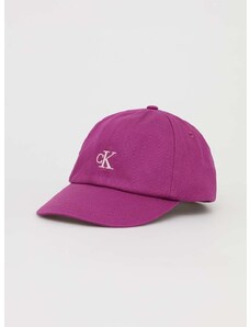 Otroška bombažna bejzbolska kapa Calvin Klein Jeans vijolična barva