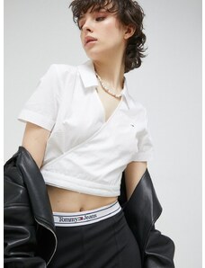 Bombažna srajca Tommy Jeans ženska, bela barva