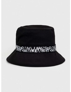 Bombažni klobuk Tommy Jeans črna barva
