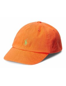 Otroška bombažna bejzbolska kapa Polo Ralph Lauren oranžna barva