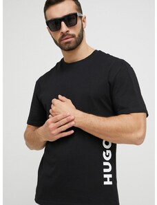 Kratka majica za plažo HUGO črna barva