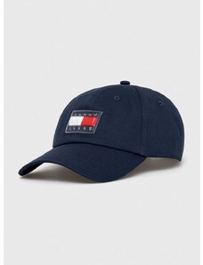 Bombažna bejzbolska kapa Tommy Jeans mornarsko modra barva