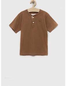 Otroška bombažna kratka majica Abercrombie & Fitch rjava barva