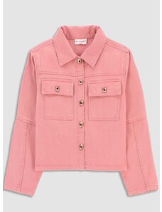 Otroška jeans jakna Coccodrillo roza barva