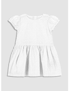 Otroška bombažna obleka Coccodrillo bela barva