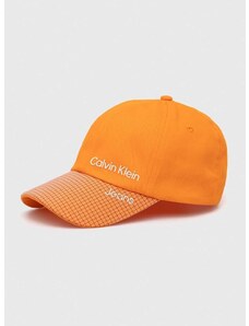 Otroška bombažna bejzbolska kapa Calvin Klein Jeans oranžna barva
