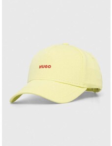 Bombažna bejzbolska kapa HUGO rumena barva