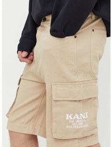 Bombažne kratke hlače Karl Kani bež barva