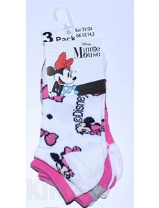 EPlus Komplet 3 parov otroških nogavic - Minnie roza in bela mešanica