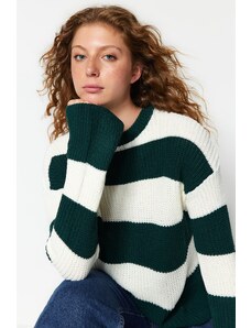 Trendyol Khaki črtasti pulover za pletenine