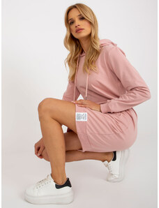 Fashionhunters Light pink basic sweatshirt dress with pockets
