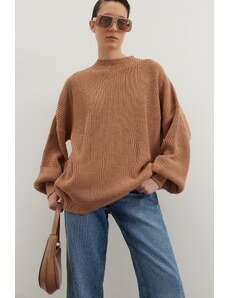 Trendyol mink široko prilegajoč pulover za pletenine za vrat posadke