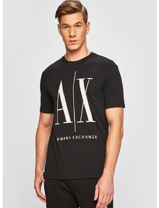Bombažna kratka majica Armani Exchange Črna barva