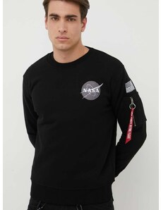 Pulover Alpha Industries Space Shuttle Sweater moška, črna barva, 178307.03