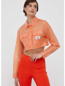 Jakna Calvin Klein Jeans ženska, oranžna barva