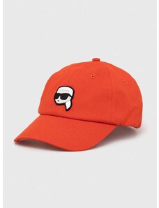 Bombažna bejzbolska kapa Karl Lagerfeld oranžna barva