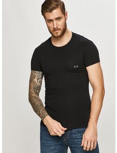 Kratka majica Armani Exchange 2-pack moški, črna barva