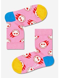 Otroške nogavice Happy Socks Flaming SmileyWorld roza barva, KSMY01-3000