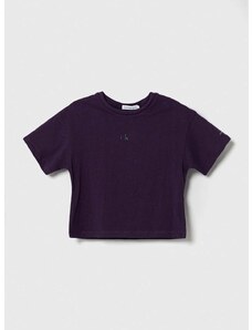 Bombažna kratka majica Calvin Klein Jeans bordo barva