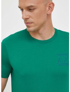 Bombažna kratka majica Armani Exchange zelena barva