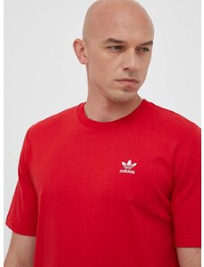 Bombažna kratka majica adidas Originals rdeča barva
