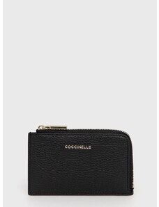 Usnjena denarnica Coccinelle ženski, črna barva